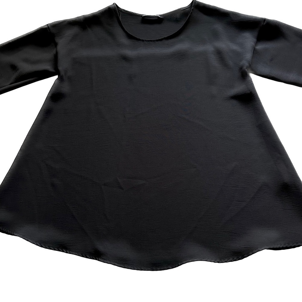 COS Oversized Boxy Flowy Black Blouse 3/4 Sleeve Minimalist Size XS EU 34
